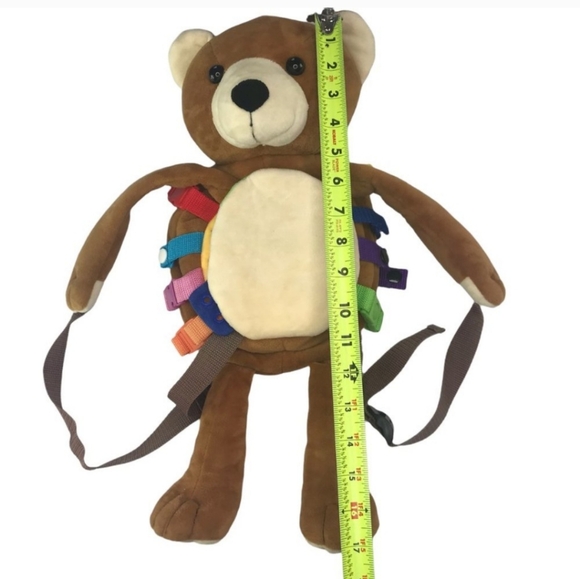 Soft Plush Teddy Bear Clock Backpack "Buckle Toys Billy Bear" Colorful Toy Skils - Picture 7 of 10